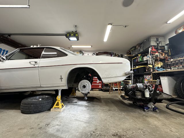 Chevrolet Corvair on jackstands