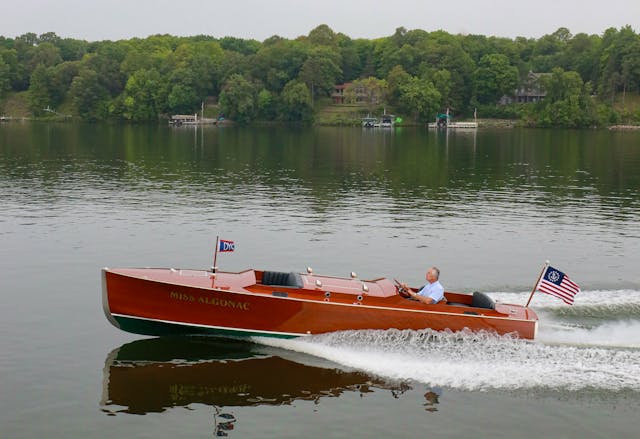 John Allen boat collector Chris Craft on water action