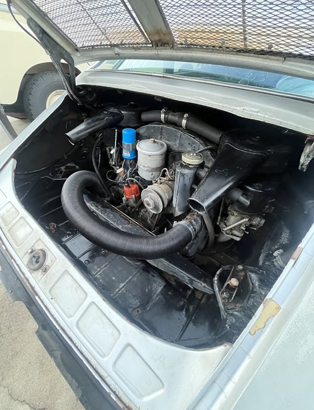 Porsche 912 project car engine compartment vertical