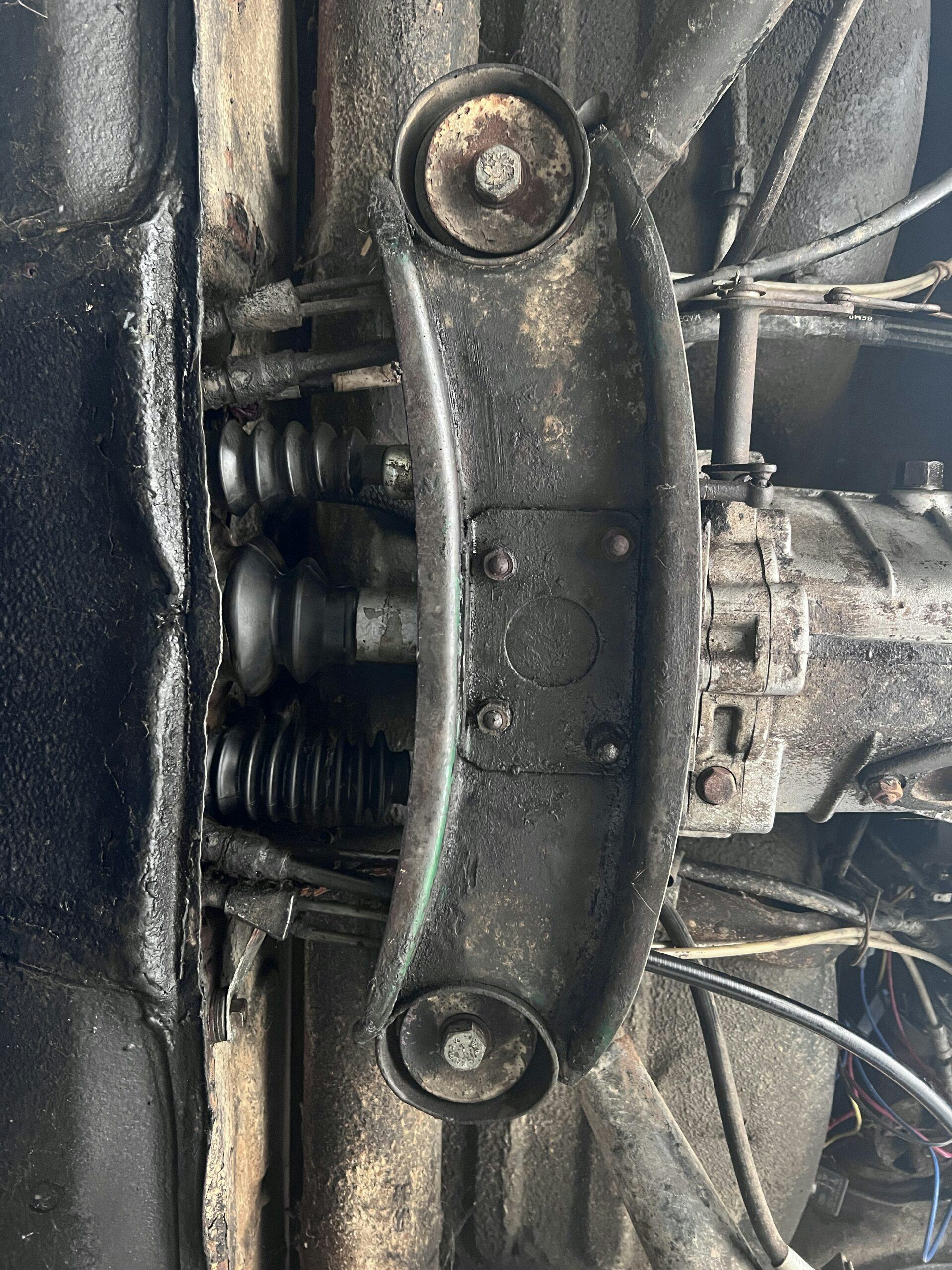 Porsche 912 project car transmission underside