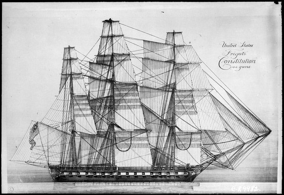 Sail Plan for the USS Constitution warship