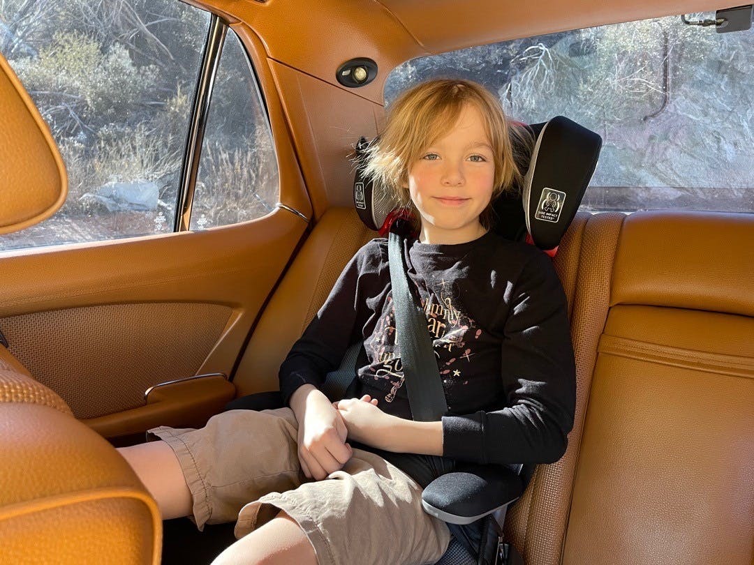 kid in car seat 1979 mercedes-benz 300SD