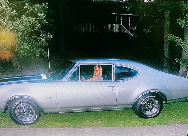 1969 Oldsmobile 442 side view daughter Molley
