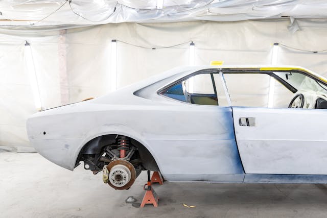 1975 Dino 308 GT4 restoration larry webster project car paint sills and body