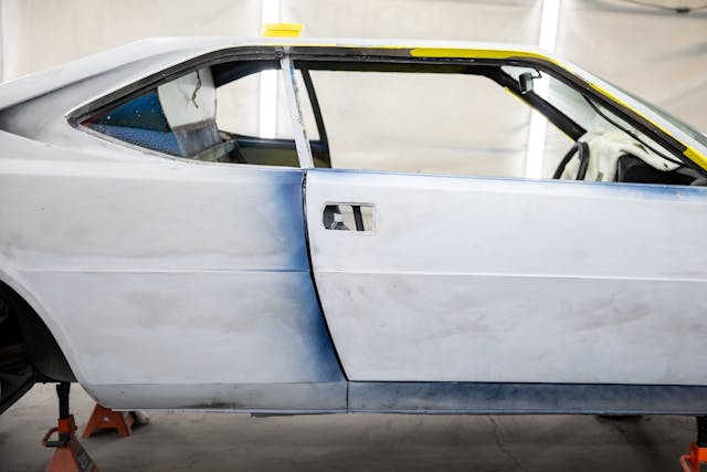 1975 Dino 308 GT4 restoration larry webster project car paint sills overspray