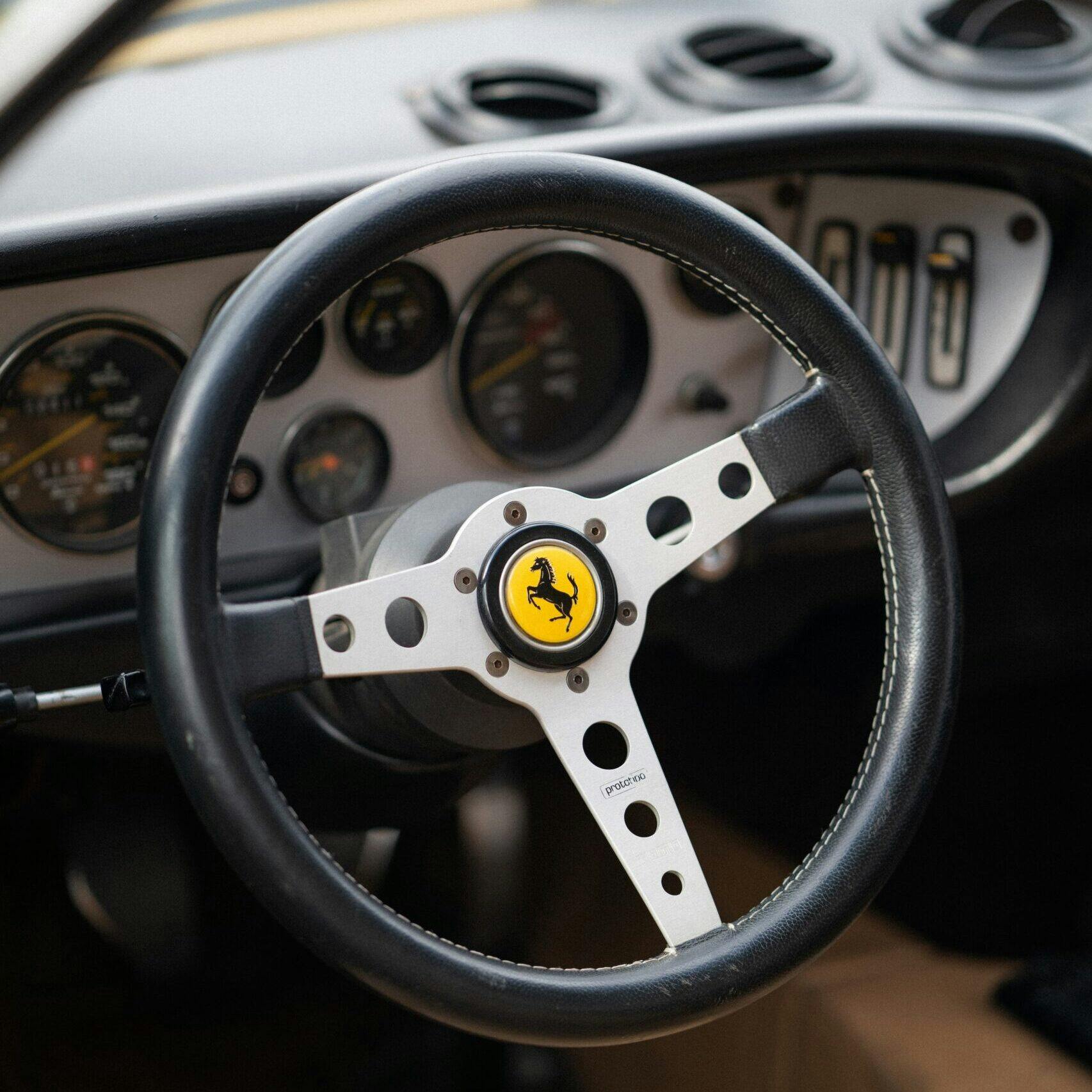 1975 Ferrari Dino 308 GT4 interior steering wheel vertical