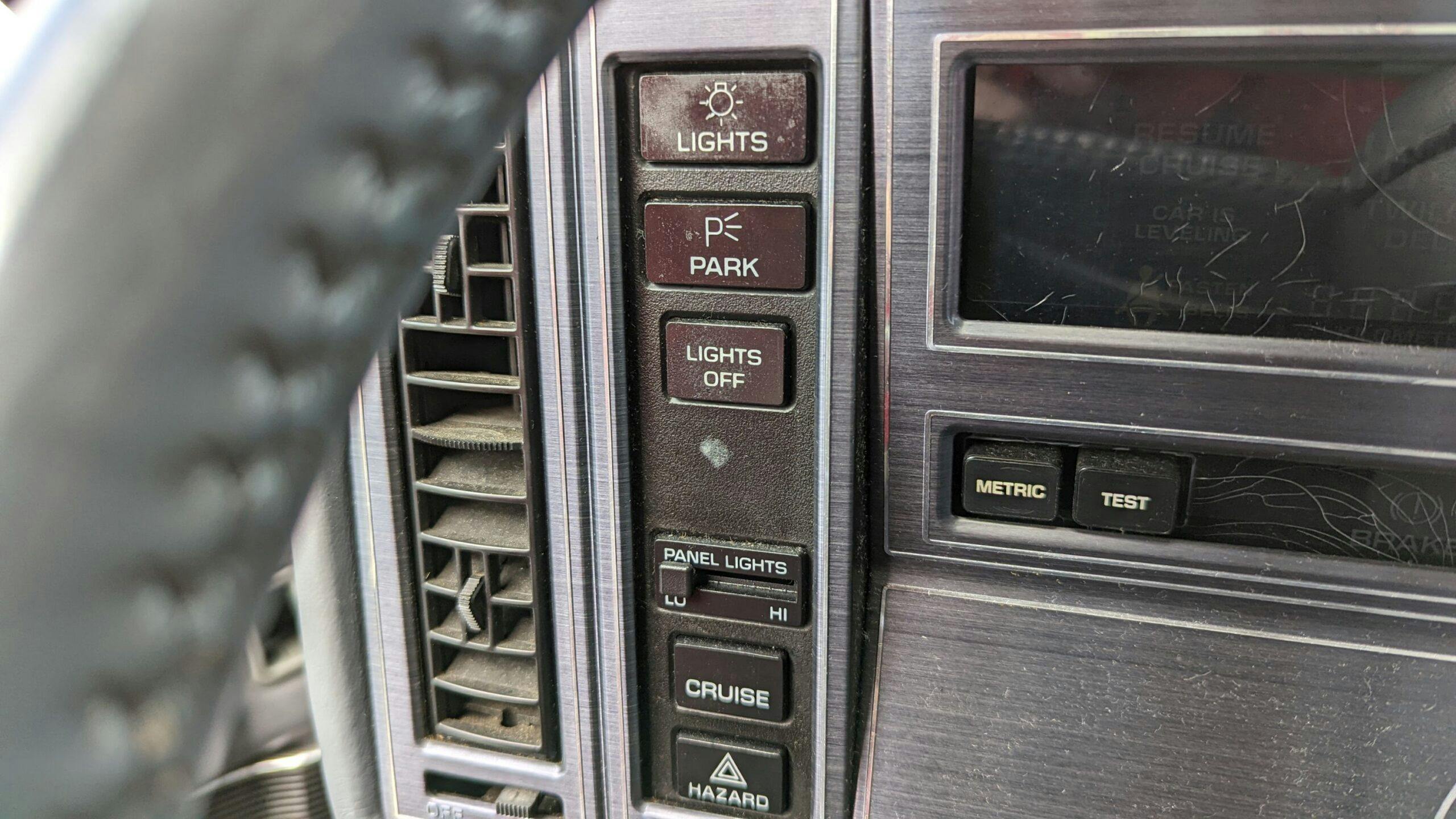 1989 Buick Reatta interior controls detail