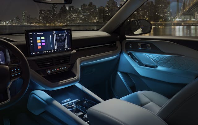 2025 Ford Explorer Platinum interior front cabin area ambient lighting