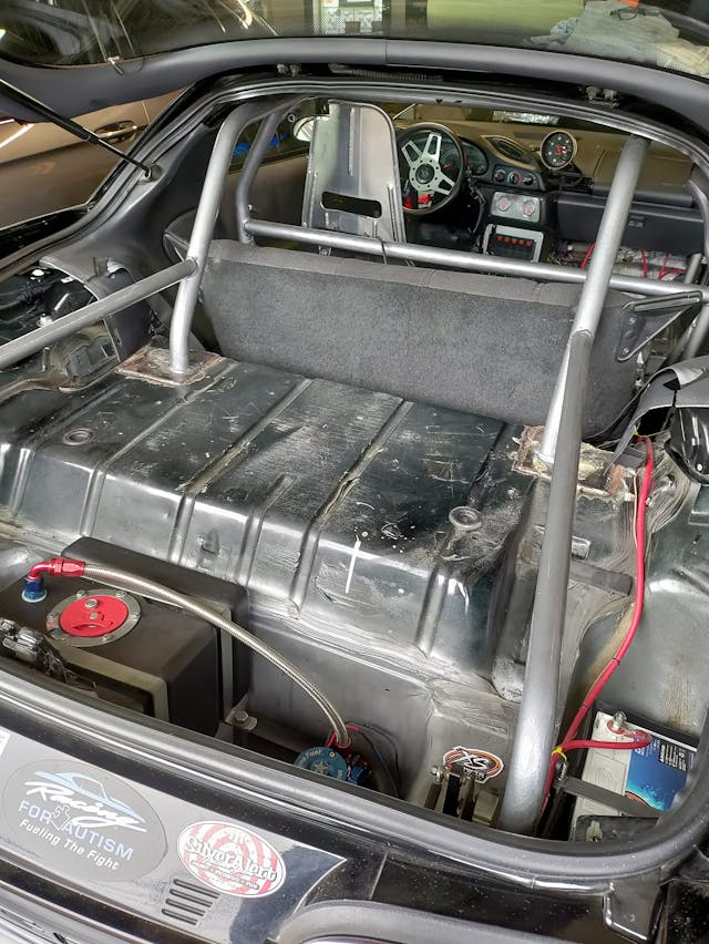 rear hatch of Raylo Riley’s Camaro