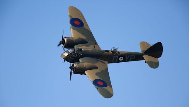 1940 Bristol Blenheim airborne at Goodwood