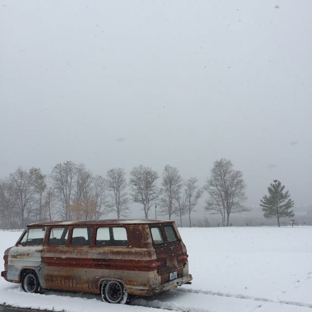 Corvair Greenbrier in snow