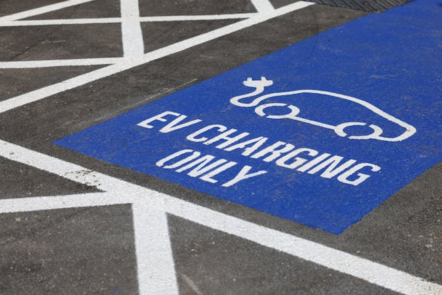 Large Gigahub Public EV Charging Station lot space paint marker