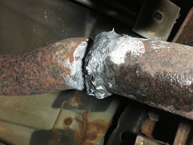 rusted out exhaust repair liquid nails bond