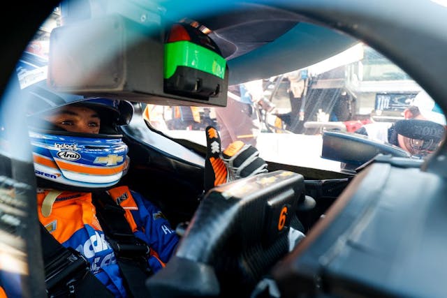 Kyle Larson IndyCar testing cockpit