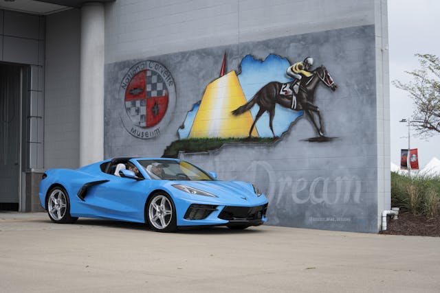 NCM C8 Corvette beside Kentucky wall mural