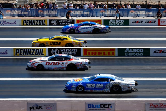 NHRA four-wide nationals drag racing action