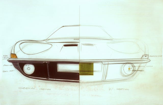 Opel GT Styling Center design drawings