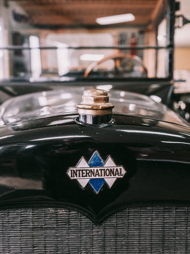 Vintage International hood emblem