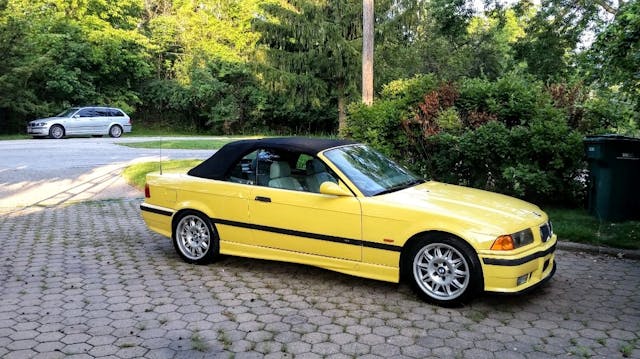 1995 E36 BMW M3 yellow front three quarter