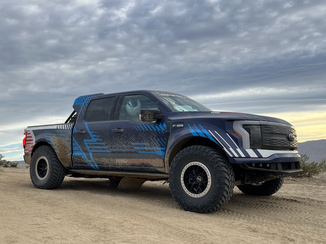 Ford demonstrator desert-capable electric pickup truck