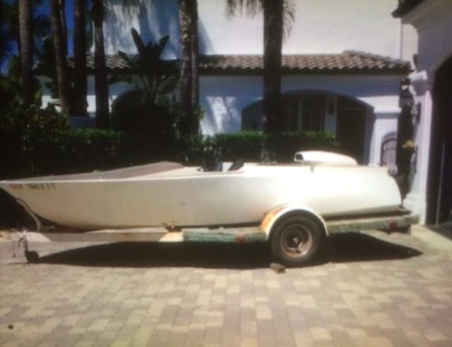 1960s V-Drive boat on trailer profile