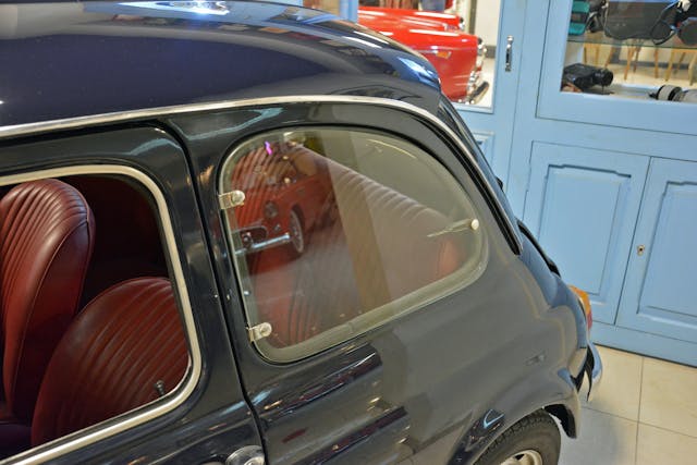 Malta Museum Fiat 500 Lombardi rear glass window