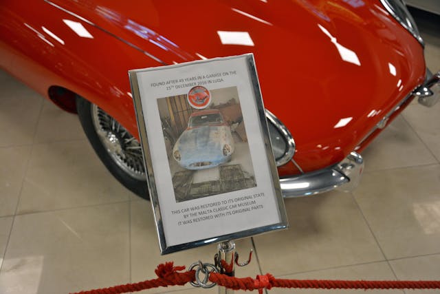 Malta Museum Jaguar E-Type garage find restoration info