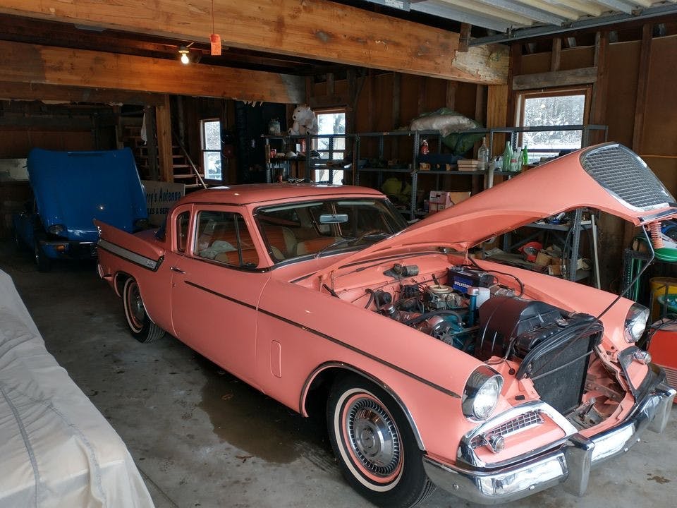 1961 Studebaker Hawk Rumble Seat custom front 3/4 hood up