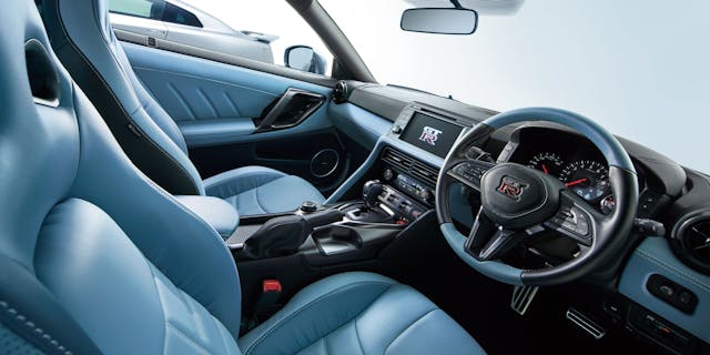 2025 Japanese-Market Nissan GT-R interior Blue Heaven front cabin area