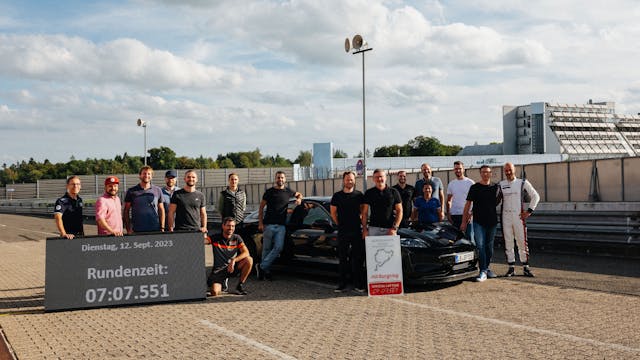 2025 Porsche Taycan Turbo GT Nürburgring lap record board