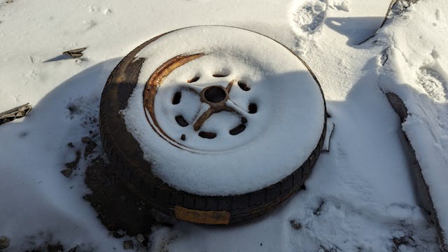 Ford Capri wheel snow covered
