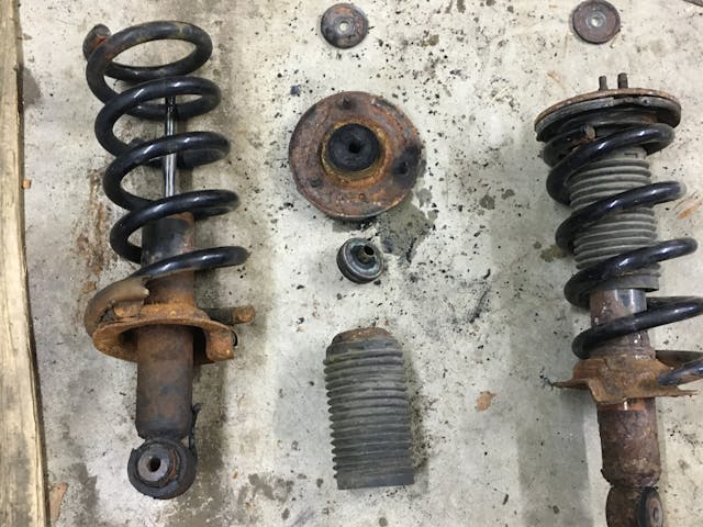 DIY Strut Change Old Parts disassembled