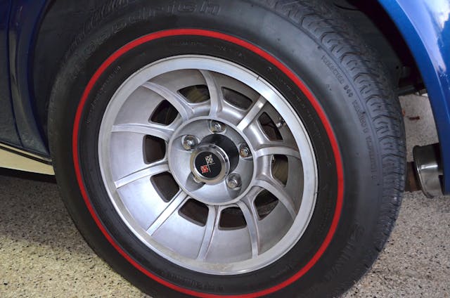 Pope adapted Corvette center caps to American Racing Vector wheels