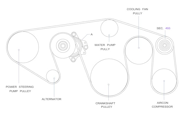 Nissan Armada serpentine belt pulley routing