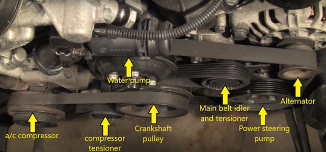 Nissan Armada serpentine belt with labels