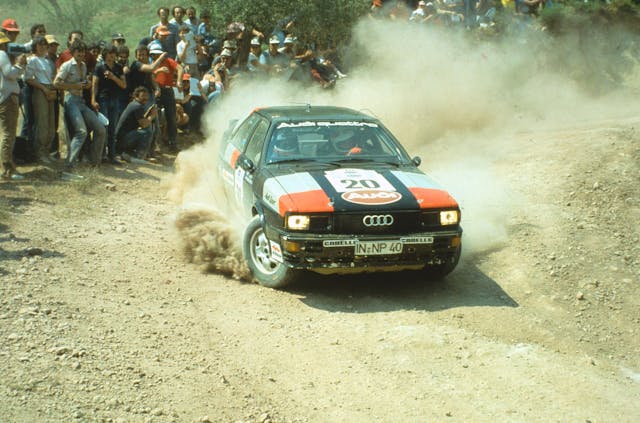 Michele Mouton at the helm of her Audi on the 1981 Acropolis Rally