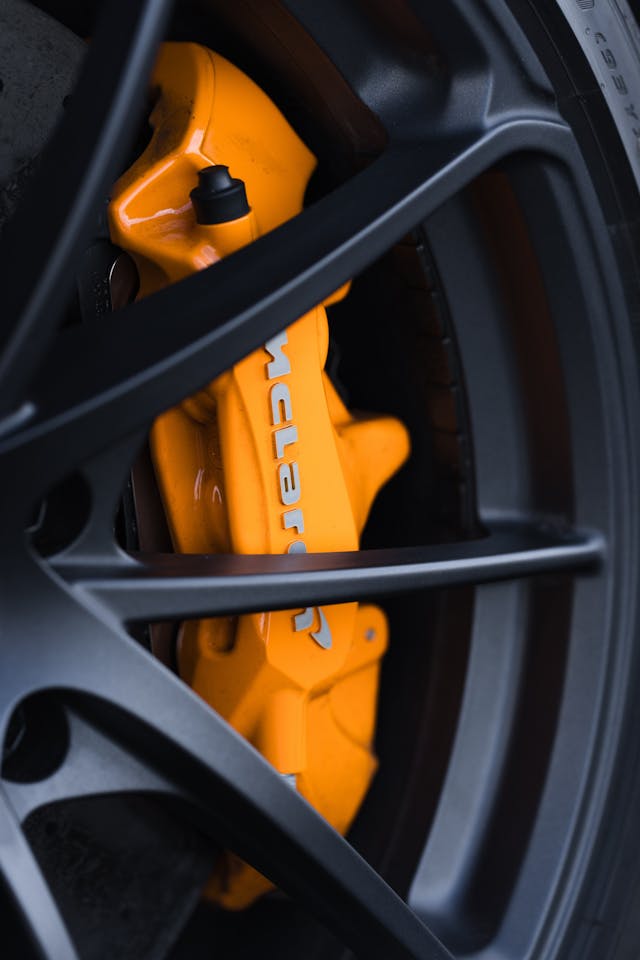 2024 McLaren 750S brake caliper detail vertical