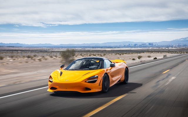 2024 McLaren 750S front three quarter road driving action