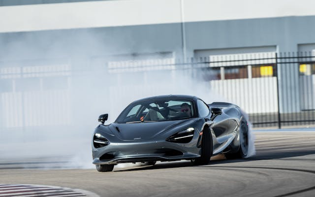 2024 McLaren 750S track action front three quarter