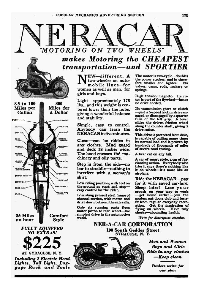 Ner-A-Car Motoring on Two Wheels ad