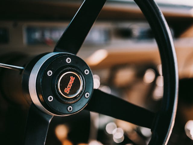 Vintage Scout SUV steering wheel wheel detail