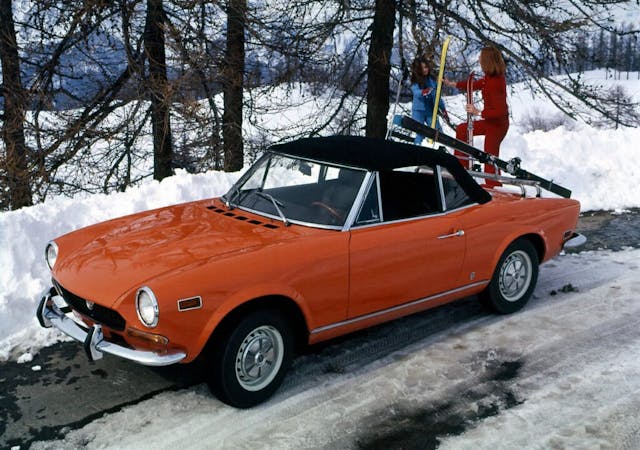 1974 Fiat 124 Sport Spider ski trip