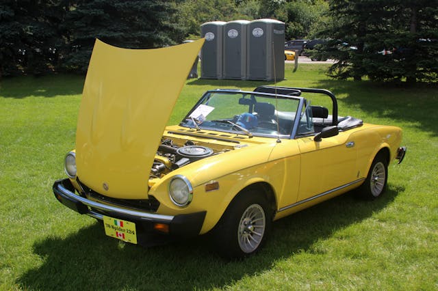1978 Fiat 124 Spider yellow engine