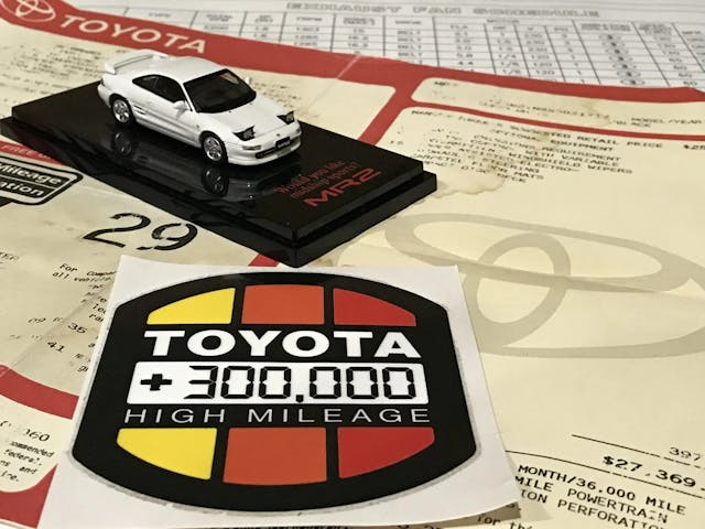 1995 Toyota MR2 300,000 mile sticker