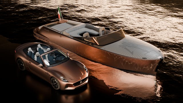 Maserati GranCabrio Folgore and Vita Trident boat