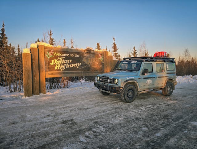 Alcan 2024 Grenadier dalton highway sign