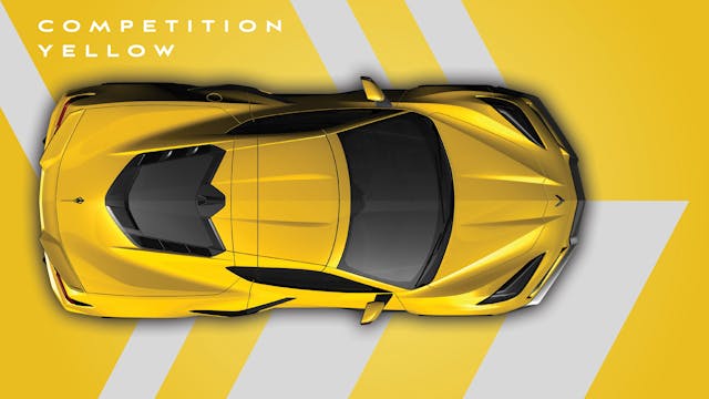 2025 Chevrolet Corvette E-Ray top-down exterior Competition Yellow