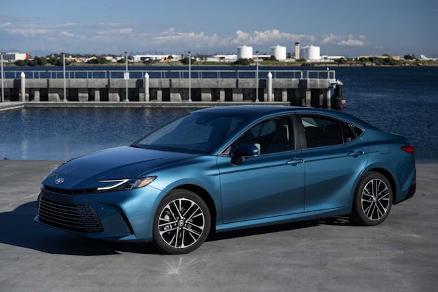 2025 Toyota Camry XLE AWD exterior front three quarter by water