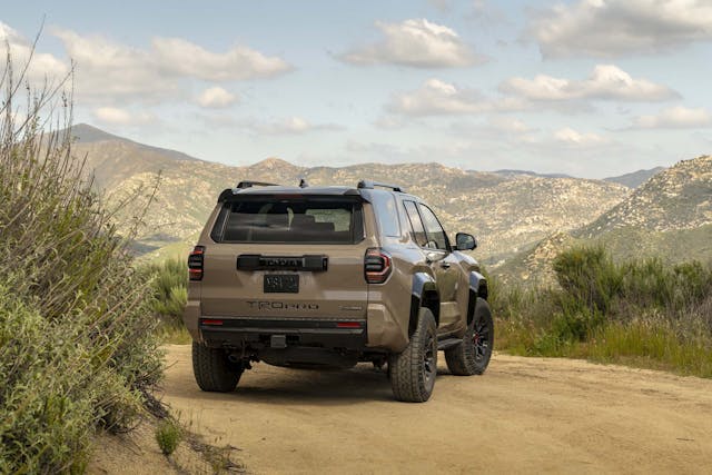 2025 Toyota 4Runner TRD Pro exterior rear end in mountains