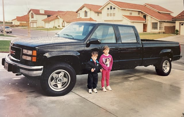 Peters family Adrienne and sibling GMC pickup